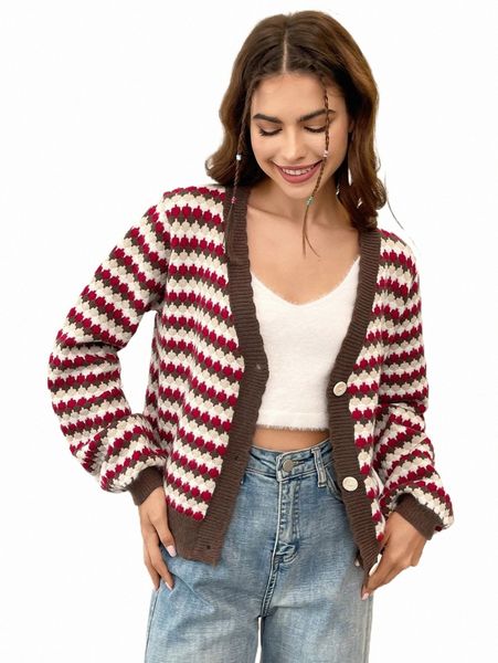 

women's sweaters mod color block lantern sleeve cardigan p0ih#, White;black