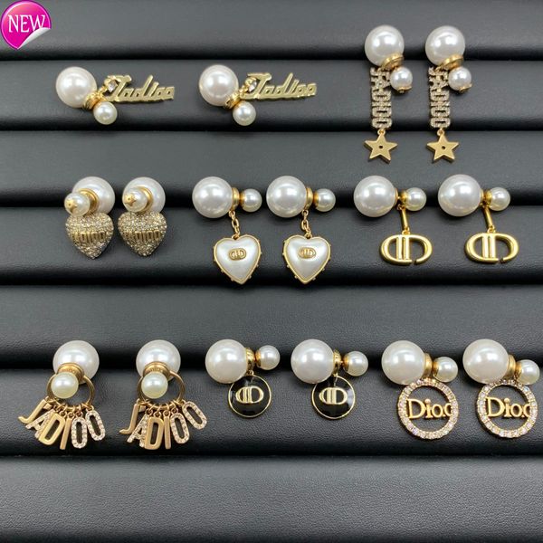 

luxury brand design earrings d family earrings new love pearl female / cd letter net red fashion trend jewelry, Golden;silver