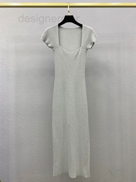 

casual dresses designer white pure slim girl dress low cut versatile short sleeve elastic ice silk knit skirt summer orwk, Black;gray