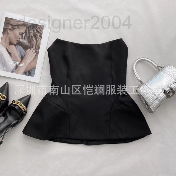 

women's t-shirt designer nanyou cl2022 autumn winter new product black irregular design shoulder bra waist w1hu, White