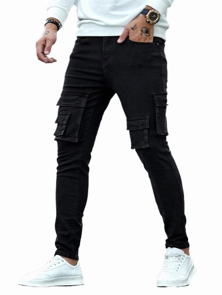 

men's jeans men flap pocket skinny jeans 2022 new g3qt#, Blue