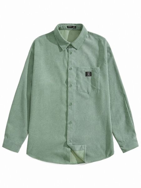 

men's casual shirts men patched detail corduroy shirt e0ih#, White;black