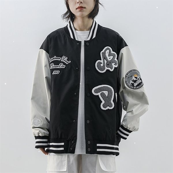 

womens jackets harajuku embroidery patchwork bomber jackets women varsity hip hop streetwear baseball jacket fashion vintage oversized coats, Black;brown