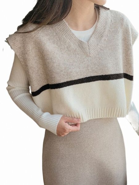 

women's sweaters dazy 1pc colorblock sweater vest i4od#, White;black