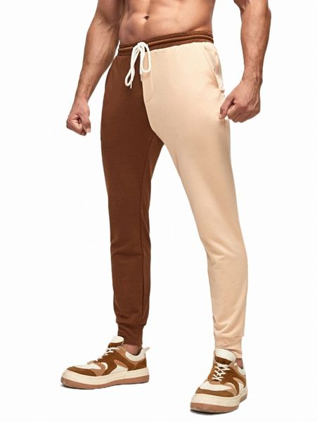

men's pants men two tone drawstring waist sweatpants w7vj#, Black