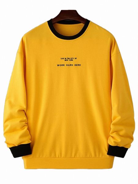 

men's hoodies & sweatshirts men slogan graphic contrast trim sweatshirt m4zp#, Black