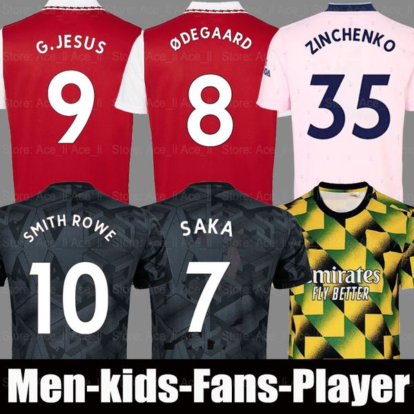 

22 23 g.jesus saka soccer jerseys fans player gunners saliba zinchenko fabio vieira martinelli odegaard smith rowe arsen 2022 2023 football, Black;yellow