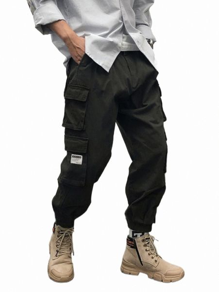 

men's pants men letter patched detail flap pocket cargo pants t6xa#, Black
