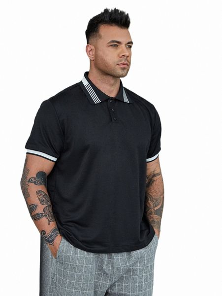 

men's polos extended sizes men striped print polo shirt m3ct#, White;black