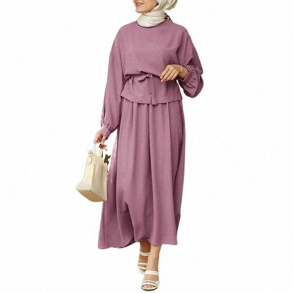 

ethnic clothing ethnic clothing women's fashion muslim sets long sleeve blouse a-line belted skirt suit kaftan street vestido marocain, Red
