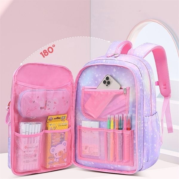 

backpacks kids schoolbags for 1-6 grade girls print waterproof primary bags children student knapsack mochila 220830