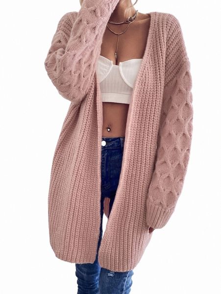 

women's sweaters drop shoulder cable knit duster cardigan 920g#, White;black