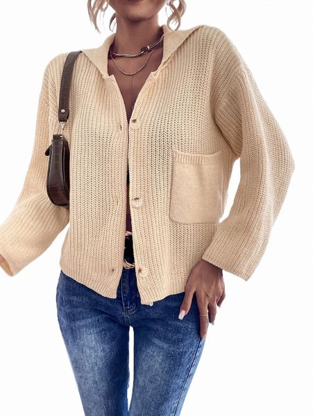 

women's sweaters pocket front drop shoulder cardigan n686#, White;black