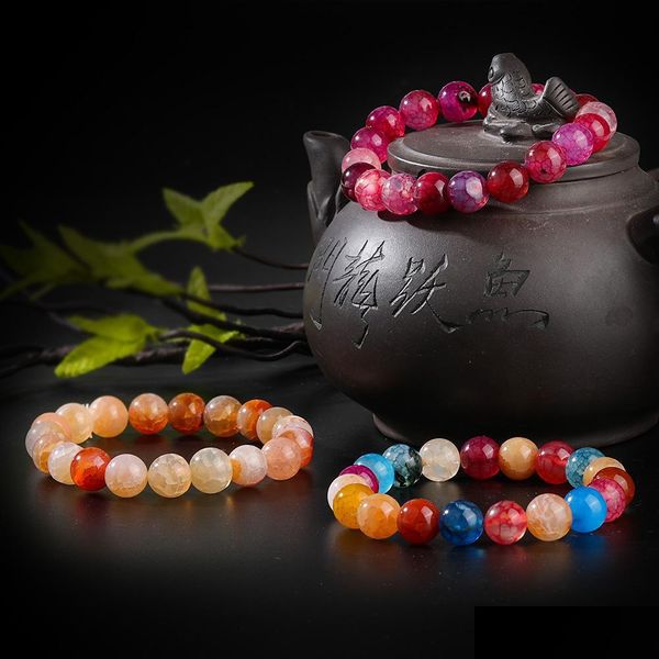 

beaded strands 1pc 10mm agate natural stone strands bracelet on hand fashion frosted glass beaded bangle bracelet for wome mjfashion dhgv6, Black