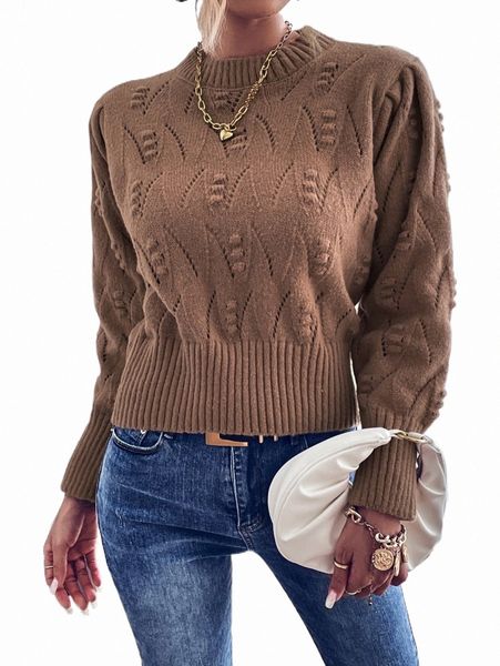 

women's sweaters solid pointelle knit sweater i1ob#, White;black