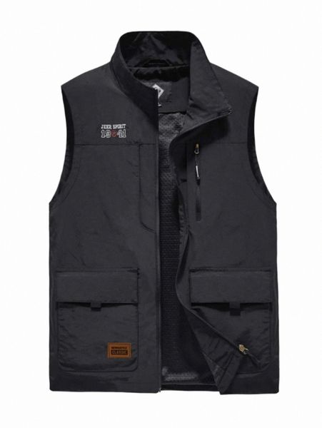 

men's jackets men letter patched flap pocket vest coat o9gj#, Black;brown