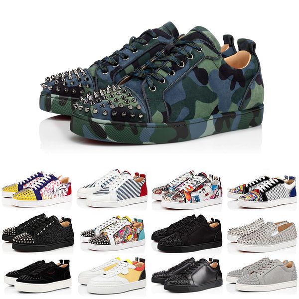

luxury dress shoes mens low casual shoe leather suede triple black white caom red camouflage studded genuine leather men women trainers spor