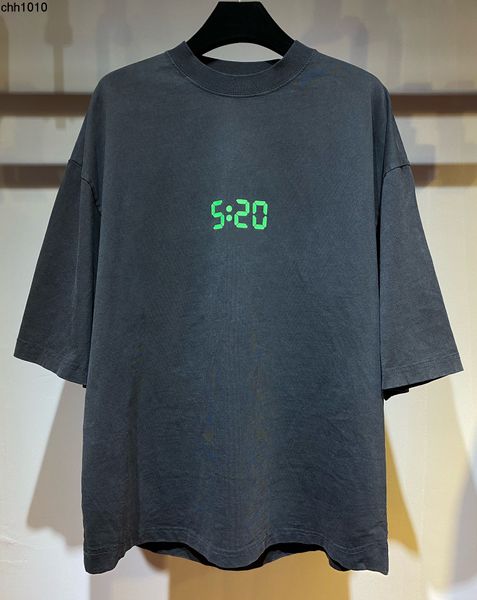 

spring and tee summer high version t shirt short sleeve b family men and women's same wash water luminous 520 print os drop shoulder lo, White;black