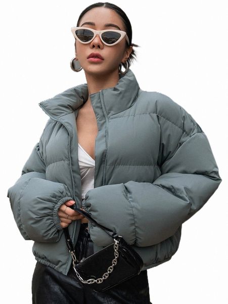 

women's down & parkas dazy drop shoulder zipper puffer coat o9tt#, Black