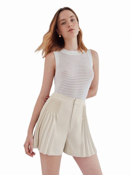 

women's shorts motf premium wide-leg pleated flowy shorts y3l6#, White;black