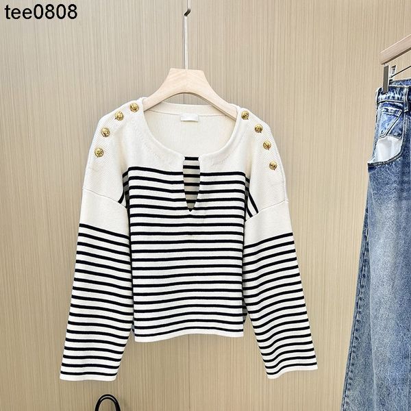 

2022 autumn new celinss sweater home black and white stripe lazy casual loose long sleeve knitted cardigan sweater, White;black