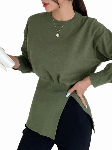 

women's sweaters dazy drop shoulder split hem sweater c30n#, White;black