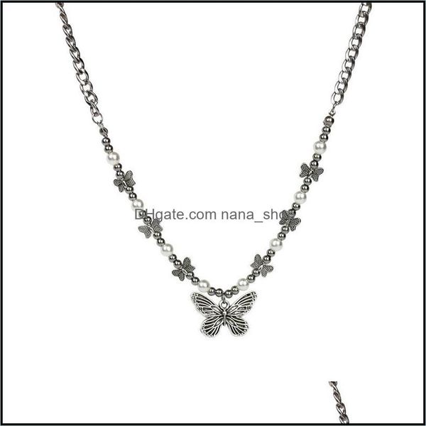 

pendant necklaces gothic butterfly pendant necklace for women choker aesthetic grunge chain accessories indie collar jewelry nanashop dhf4o, Silver