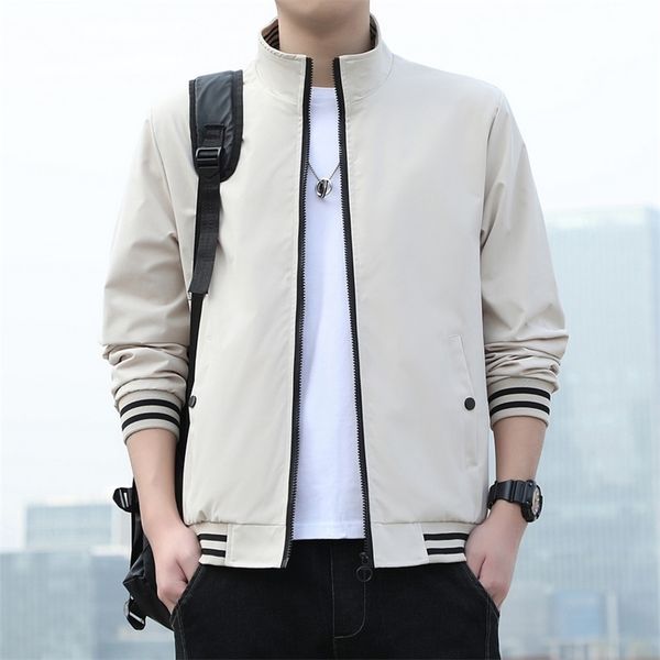 

men's jackets spring and autumn mens coats streetwear standard collar striped patchwork fashion clothing trends slim fit 220905, Black;brown