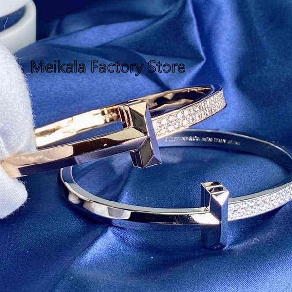 

tif original 925 sterling silver bracelet ladies men wide version fashion romantic luxury diamond couple310s, Golden;silver