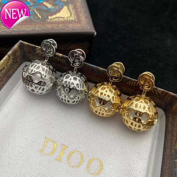 

luxury brand design earrings d family / di light hollow out letter cd earrings high sense pearl fashion temperament gold ball female, Golden;silver