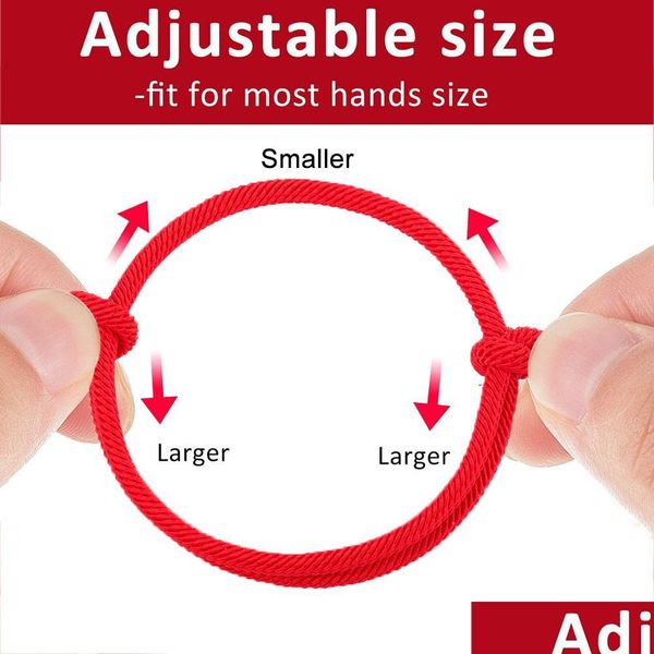 

link chain 2021 lucky red rope thread link bracelet women men boho handmade adjustable woven string distance couple brace bdejewelry dhhaj, Black