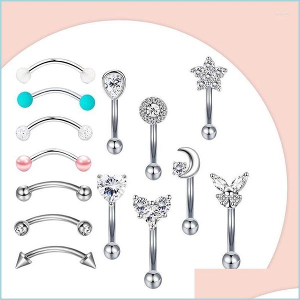 

stud stud eyebrow barbell earrings rings ear piercing bar stainless steel curved ring for men womenstud studstud farl22 drop delivery dhrsh, Golden;silver