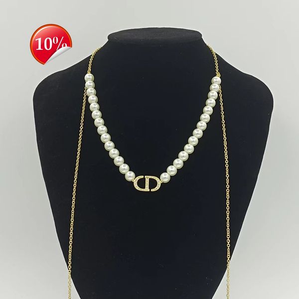 

luxury design women's necklace d family / di new pearl cd letter fashion light small fragrance neck chain batch, Silver