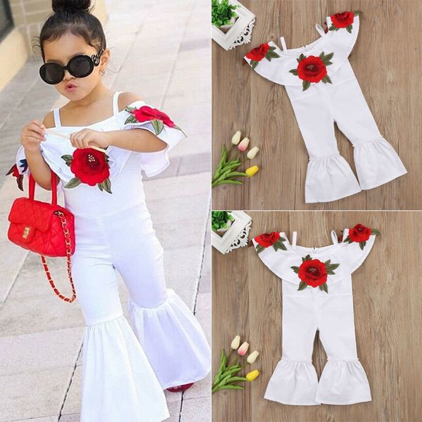 

rompers pudcoco lovely kids infant baby girls rose embroidery printed off shoulder romper short sleeve flower jumpsuit outfits sunsuit 22090, Blue