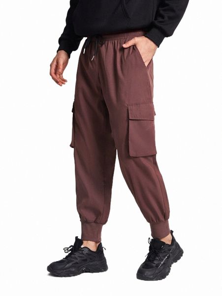 

men's pants men flap pocket side drawstring waist pants d4uv#, Black