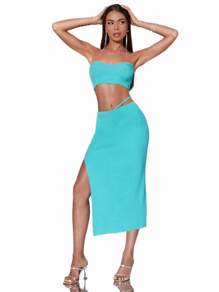 

women's sweaters bae tube knit & split thigh knit skirt g06d#, White;black