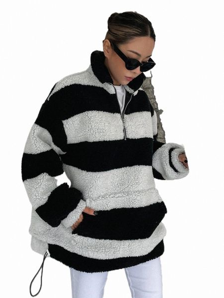 

women's hoodies & sweatshirts dazy two tone kangaroo pocket drawstring teddy sweatshirt h0qy#, Black