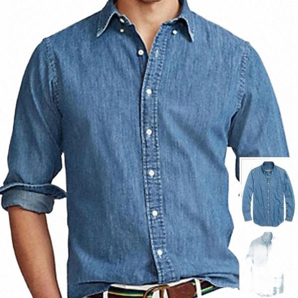 

men's casual shirts men's casual shirts autumn streetwear men small horse quality 100cotton denim jeans camisa masculina long slee, White;black