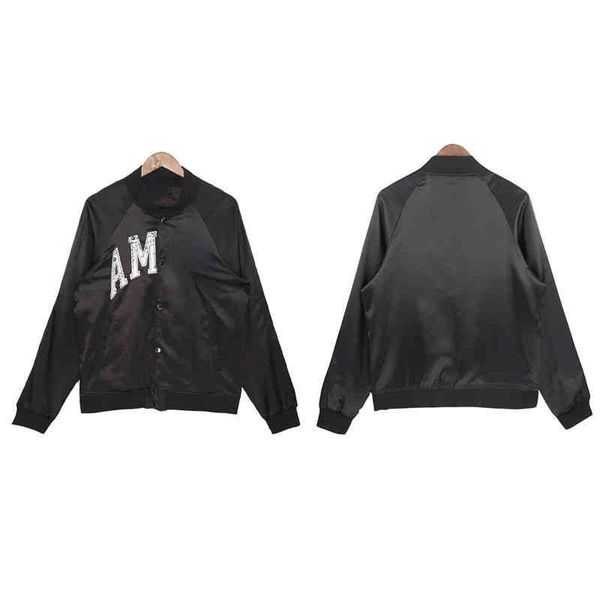 

designer jacket mens am high street slp autumn winter cashew flower embroidered silk baseball jackets men black coat short suit, Black;brown