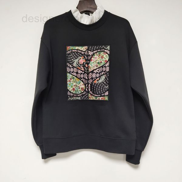 

women's hoodies & sweatshirts designer autumn 2021 new print high collar broken flower solid color round neck coat straight tube leisur, Black