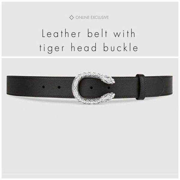

designer belts luxury belts mens womens famous belt brand casual tiger head smooth buckle leather belt 2 colors width 38mm 949, Black;brown
