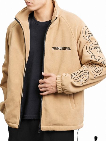 

men's jackets men letter graphic raglan sleeve coat 68tt#, Black;brown