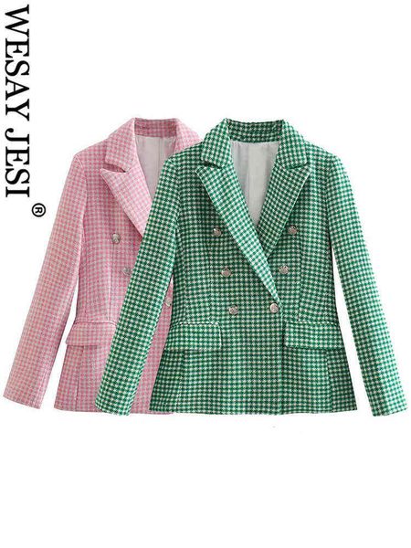 

suit wesay jesi fashion two tone plaid girly double breasted slim fit blazer el, White;black
