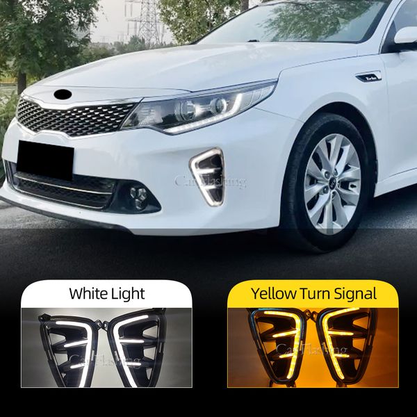 

1 set led drl daytime running light fog lamp for kia k5 optima 2016 2017 auto drive light with yellow turn signal