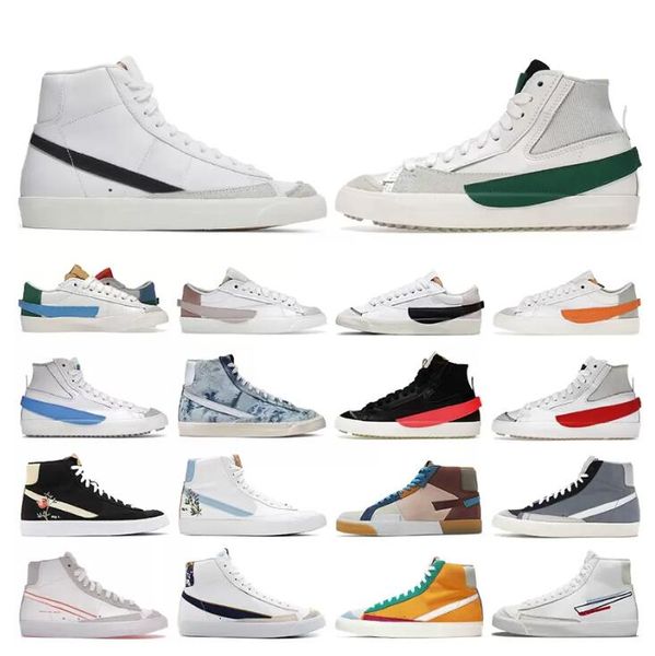 

blazer mid 77 men women casual shoes vintage blazers jumbo low black white multi color white indigo pine green mens trainers designer size