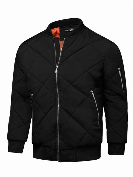 

men's down & parkas men zipper pocket quilted coat p12a#, Black