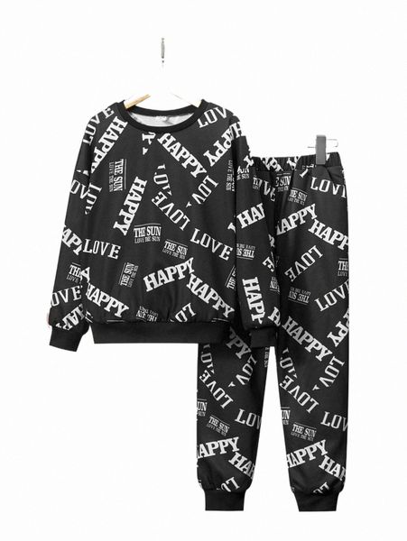 

others apparel girls letter graphic sweatshirt & sweatpants a63x#, Black;white
