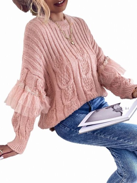 

women's sweaters cable knit contrast mesh drop shoulder sweater e9f9#, White;black