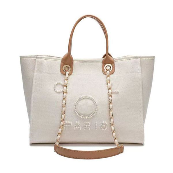 

fashion women's luxury handbags pearl evening bags brand ch canvas beach bag designers female large capacity shopping totes handbag big