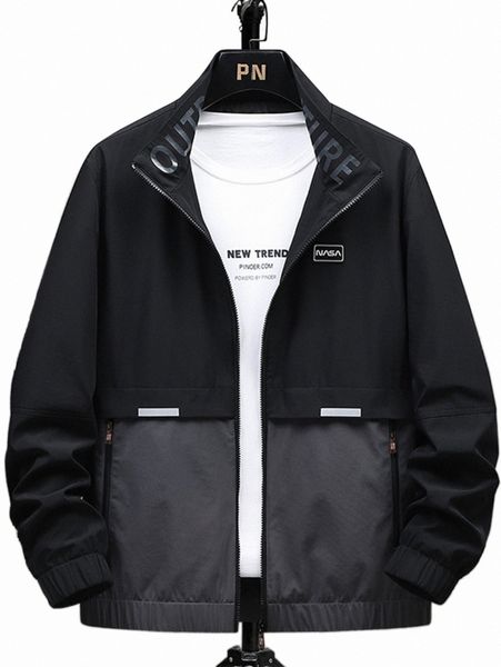 

men's jackets men 1pc colorblock letter patched detail jacket y79o#, Black;brown
